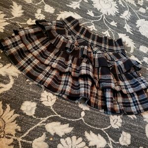Pleated Ruffle Plaid skirt